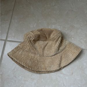 Ribbed Beige Bucket Hat